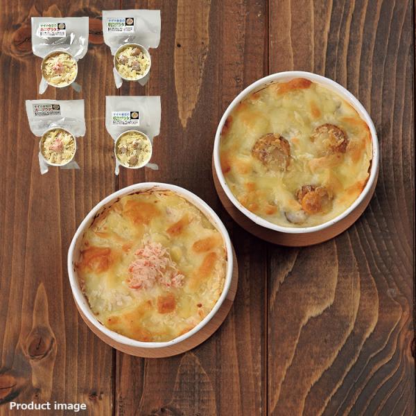 函館朝市すずや食堂の味です。ズワイガニと北海道産牛乳とチーズで仕上げたかにグラタンと北海道産帆立と北海道産牛乳と生クリームで仕上げた帆立グラタン です。●カニグラタン　130g×2●帆立グラタン　130g×2商品関連ワード 海鮮グラタン ギ...