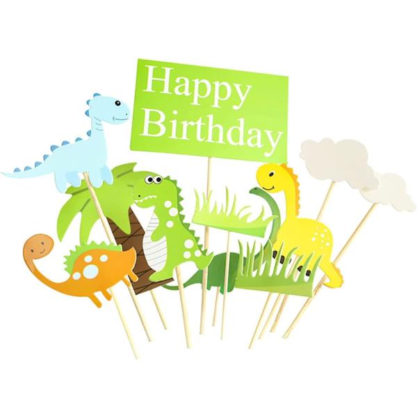 【サイズ】約5-15cm　11点可愛い恐竜ケーキトッパー【適用場合】ケーキにまとめて飾っても華やかになりますがカップケーキなど一つずつに飾っても可愛らしい印象になります◎　ケーキ、カップケーキ、デザートなど誕生日製菓用デコレーションツールと...