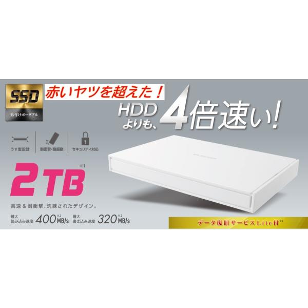 ELECOM ESD-EJ2000GWHR 2TB 外付けポータブルSSD ホワイト