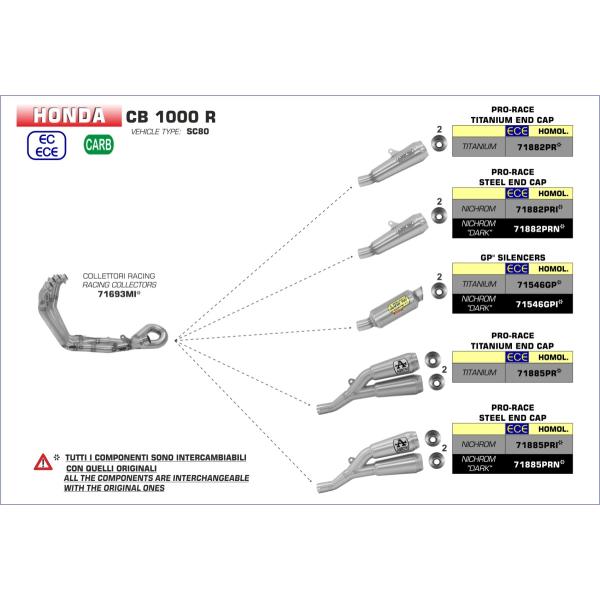 Arrow CB1000R 2018-2024 �X���b�v�I�� GP2 �`�^��/�`�^���G���h 71546GP