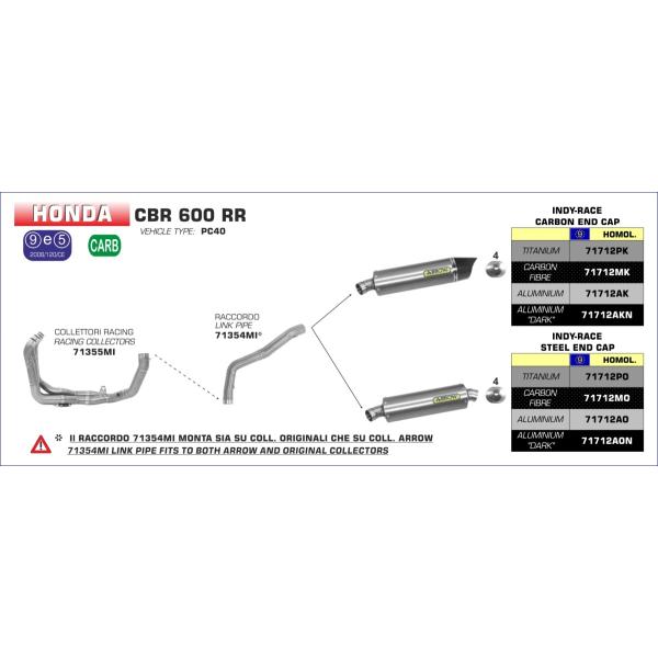 Arrow CBR600RR 2007-2008 XbvI Indy-Race A~/J[{Gh 71712AK+71354MI