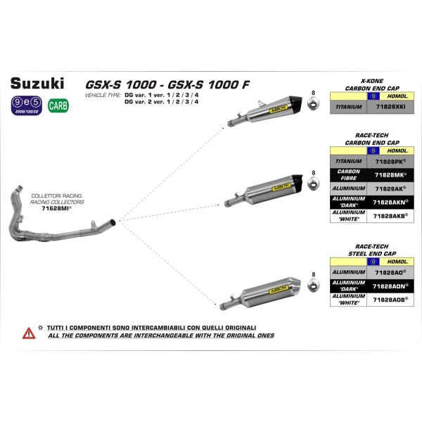 Arrow GSX-S1000 2015-2016 XbvI X-KONE `^ 71828XKI