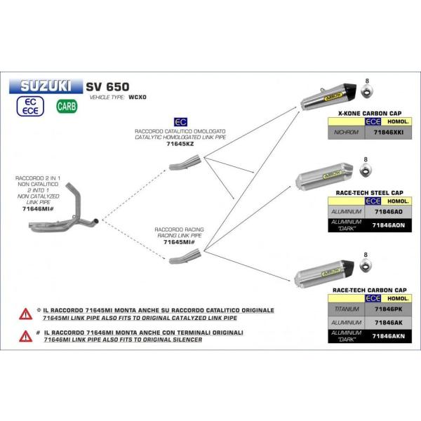 Arrow SV650 16-20 XbvI X-Kone XeX 71846XKI+71645MI