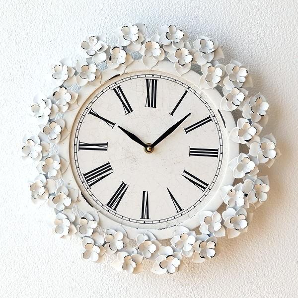 壁掛け時計 掛け時計 掛時計 壁掛時計 おしゃれ アンティーク ホワイト 白 かわいい アイアンフラワークロック Cov1512 ギギリビング 通販 Yahoo ショッピング