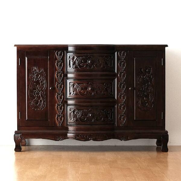 商品名 ： アンティークな両扉のキャビネット商品番号 ： diz4298全体サイズ(cm) ： 幅119.5×奥行43.5×高さ83.5引出内寸 ： 共通)幅34×奥行29×深さ13※ストッパー付き扉内寸 ： 全マス共通)幅33×奥行32....