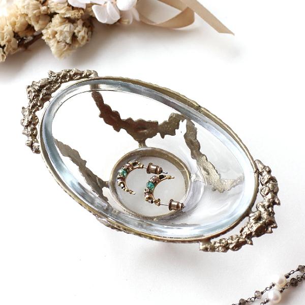 小物入れ トレイ ガラス 真鍮 卓上 アクセサリートレイ おしゃれ