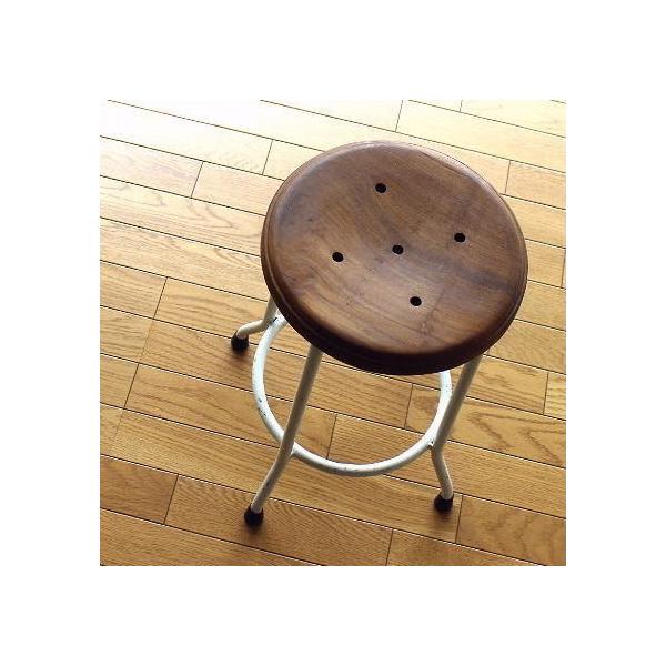 ハイスツール 木製 アイアン 椅子 カウンターチェア レトロ 高さ50cm