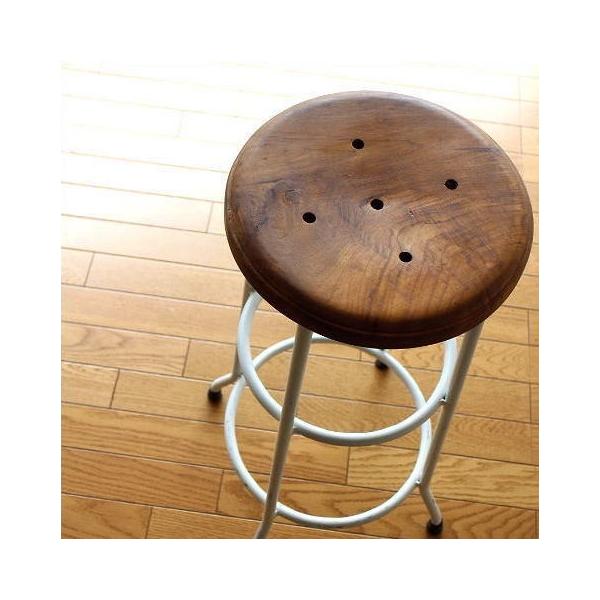 ハイスツール 木製 アイアン 椅子 カウンターチェア レトロ 高さ70cm