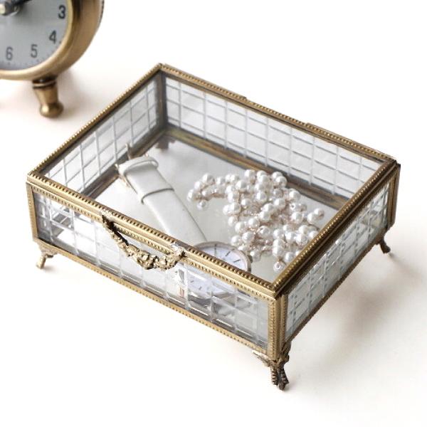 小物入れ バスケット 真鍮 ガラス シルバー アンティーク 87152GB-SV 小物入れ バスケット 真鍮 ガラス シルバー アンティーク 87152GB-SV
