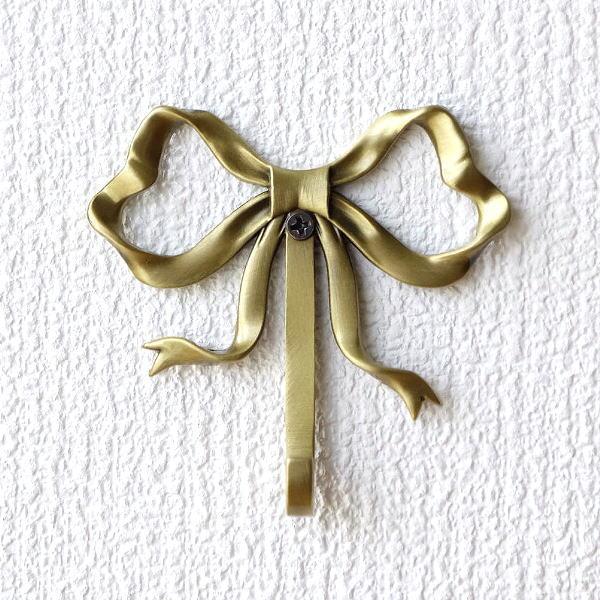 フランスアンティーク 真鍮製 ウォールフック リボン リボンウォール