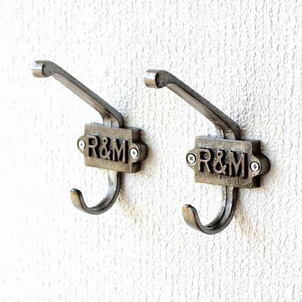 フック 壁 壁掛け ウォールフック アイアン おしゃれ 2個セット ロゴ