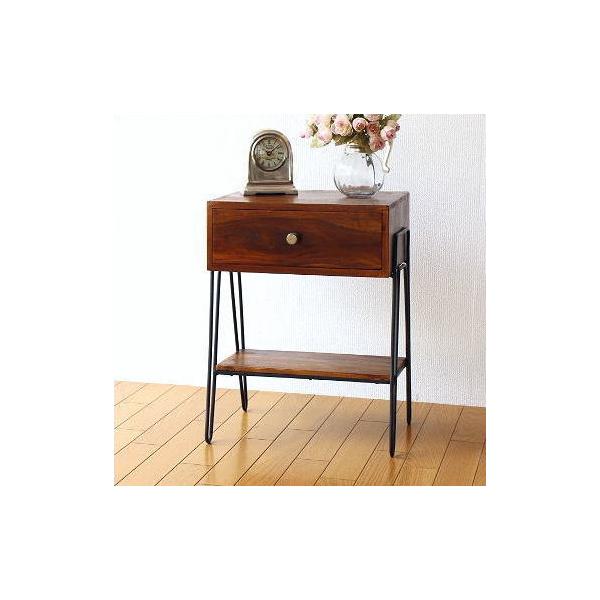 サイドテーブル 木製 アイアン おしゃれ ベッド ソファ 棚付き 収納