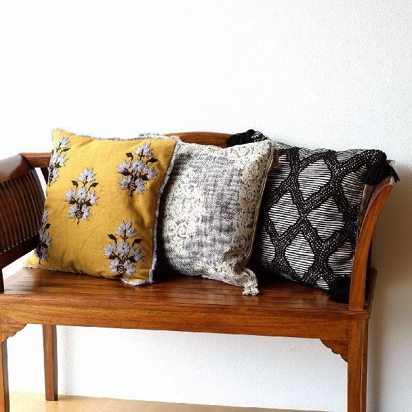 クッションカバー 45 45cm おしゃれ 刺繍 綿100 フリンジ タッセル ファスナー付き 刺繍クッションカバー3タイプ Kan2842 ギギリビング 通販 Yahoo ショッピング