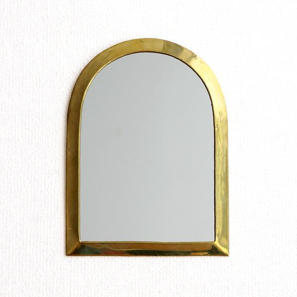 鏡 壁掛けミラー おしゃれ 真鍮 アンティーク レトロ ゴールド