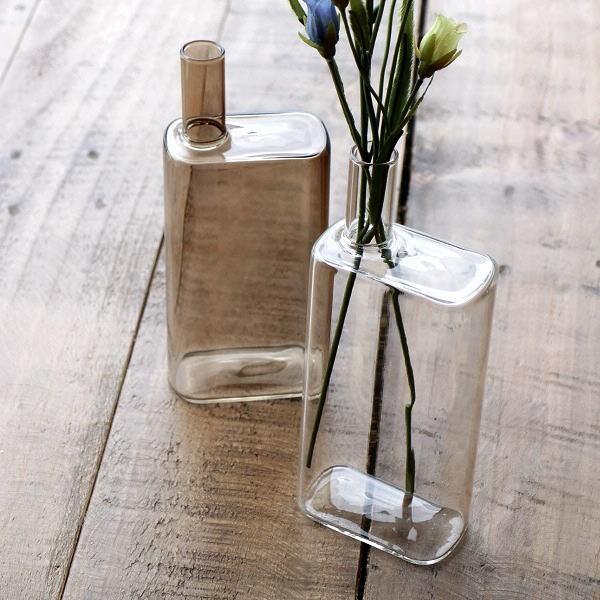 一輪挿し おしゃれ ガラス 花瓶 フラワーベース 花器 シンプルガラスベース レクタングル2カラー Kan5254 ギギリビング 通販 Yahoo ショッピング