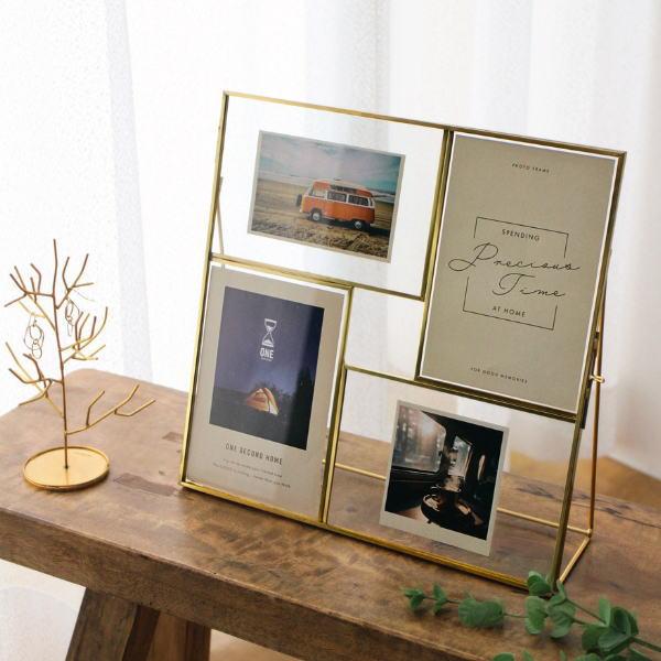 フォトフレーム 写真立て おしゃれ 4窓 4面 4枚 複数 多面 卓上 L判