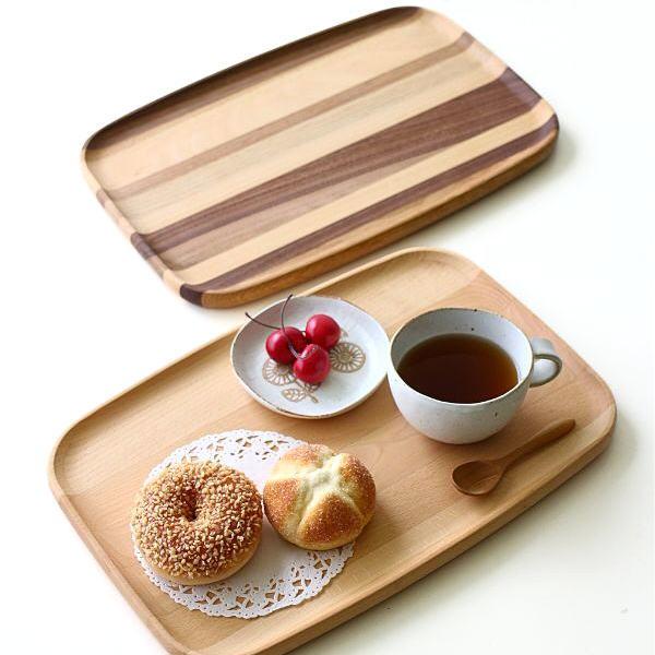 木製トレートレイ カフェ カフェトレー お盆 おしゃれ 天然木 無垢