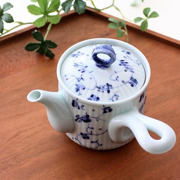 急須 波佐見焼 鎬文 しのぎ 唐草模様 日本製 小さめ 280ml 磁器 茶こし