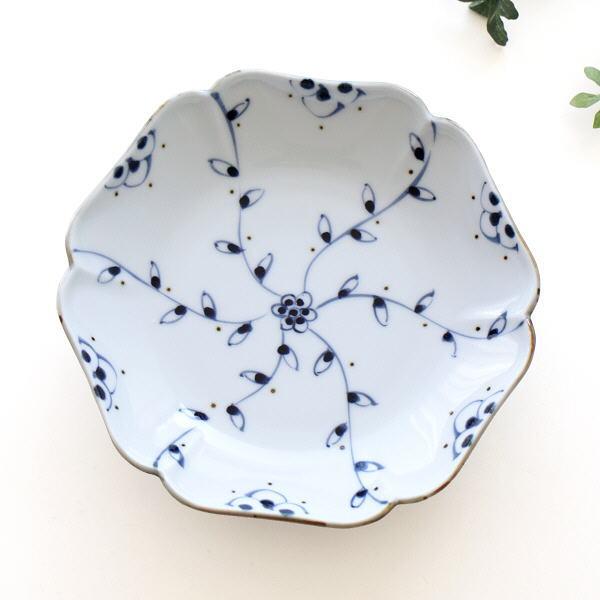 お皿 プレート おしゃれ 中皿 取り皿 陶器 磁器 和食器 染付け 花