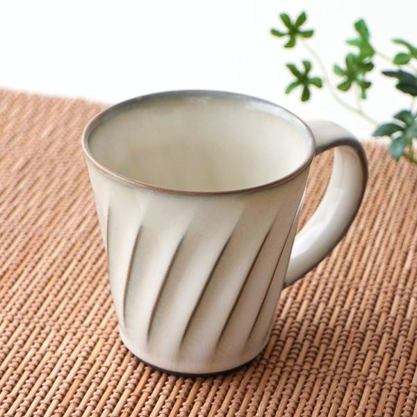 マグカップ おしゃれ 磁器 大きめ かわいい 和モダン 日本製 波佐見焼 焼き物 ねじり縞 ビッグマグ wh