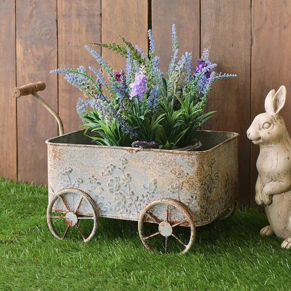 カート ブリキ アンティーク おしゃれ ガーデンカート かわいい