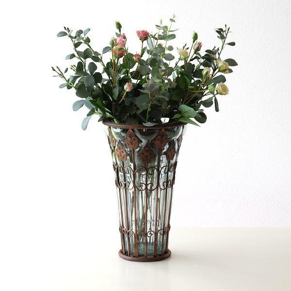 フラワーベース おしゃれ 花瓶 花びん ガラスベース 花器 透明 大きい エレガント アンティーク メタルグラスベース シェイプ Sik5031 ギギリビング 通販 Yahoo ショッピング