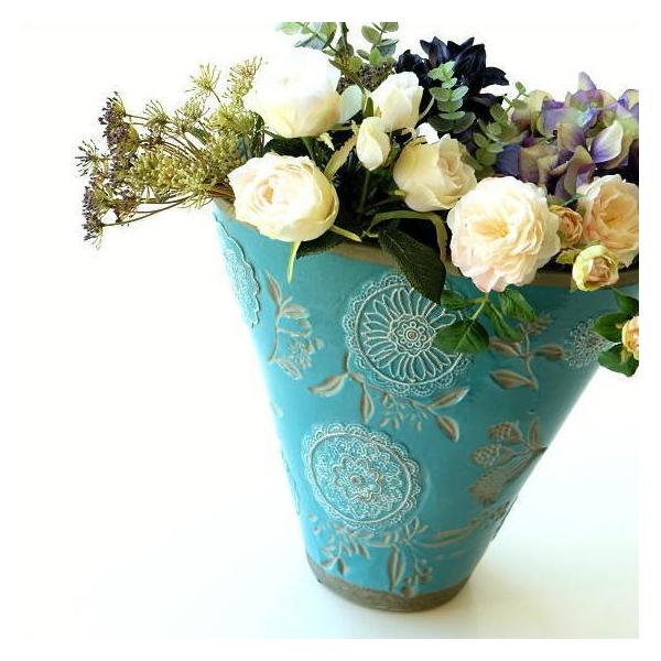花瓶 花びん フラワーベース 陶器 花器 おしゃれ 口が広い 大きな 大きい レトロ アンティーク デザイン 花入れ クラシックなベース ラグーンブルー Buyee 日本代购平台 产品购物网站大全 Buyee一站式代购 Bot Online