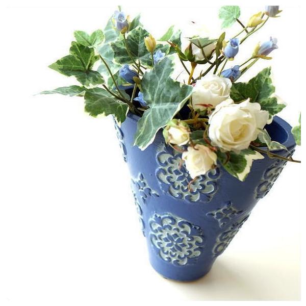 花瓶 花びん 陶器 おしゃれ フラワーベース 花器 テラコッタ 素焼き 洋風 花入れ インテリア デザイン ブルー 青 口広 口が広い 陶器のミニベース ブルーメ Buyee Buyee 日本の通販商品 オークションの代理入札 代理購入