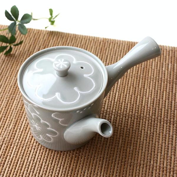急須 波佐見焼 日本製 磁器 茶こし付き 花柄 和モダン 360ml 横手