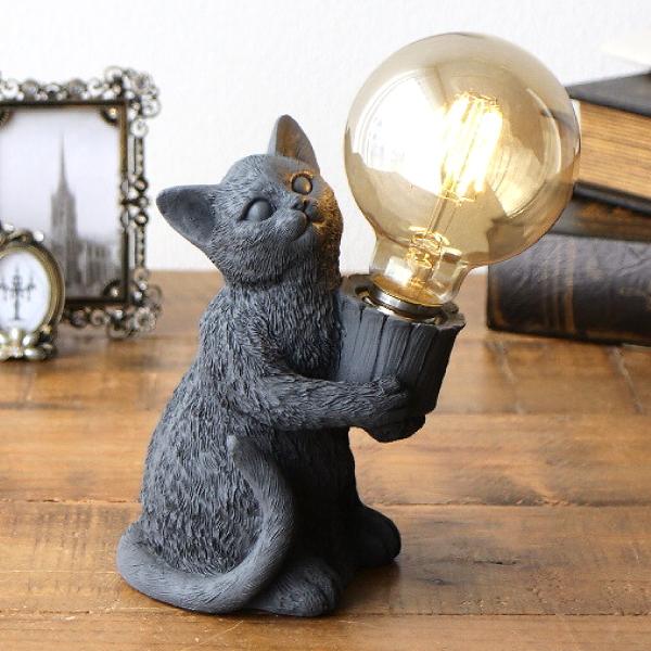 テーブルランプ 猫 置物 LED電球 アンティーク レトロ 卓上ランプ 照明