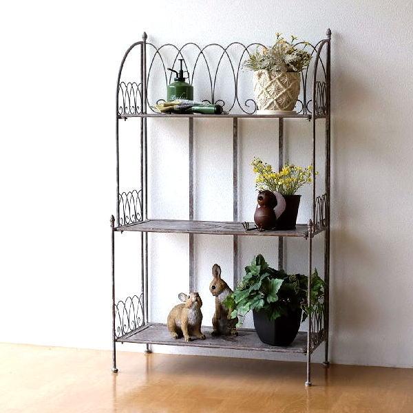 アイアン3段シェルフ　アンティーク3段ラック MINT シェルフ 木製 3段 アンティーク調 幅110 ラフ ヴィンテージ