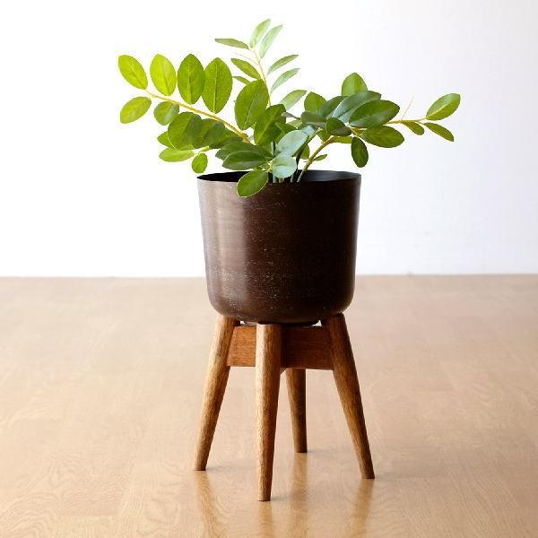 鉢カバー おしゃれ プランターカバー アイアン 木製 天然木 花台 フラワースタンド ウッドスタンド付きアイアン鉢カバーb Ste2796 ギギリビング 通販 Yahoo ショッピング