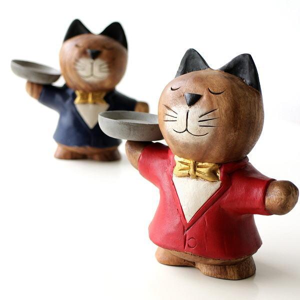 猫 ネコ ねこ 置物 置き物 オブジェ 木彫り おしゃれ かわいい 可愛い 雑貨 木彫りの置物 ウェイターネコ2カラー Tom0660 ギギリビング 通販 Yahoo ショッピング