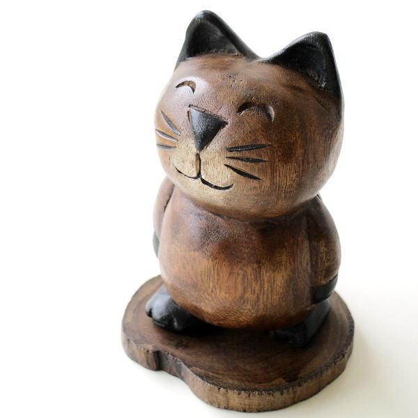 置物 置き物 オブジェ ネコ 猫 木彫り かわいい 可愛い 木製 天然木 木工 ねこ インテリア 小物 雑貨 木彫りの置物 置き物 お散歩ネコ Tom0662 ギギリビング 通販 Yahoo ショッピング