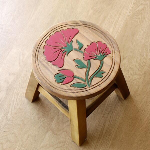 スツール 木製 子供 椅子 おしゃれ 花 ミニスツール 小さい ウッド