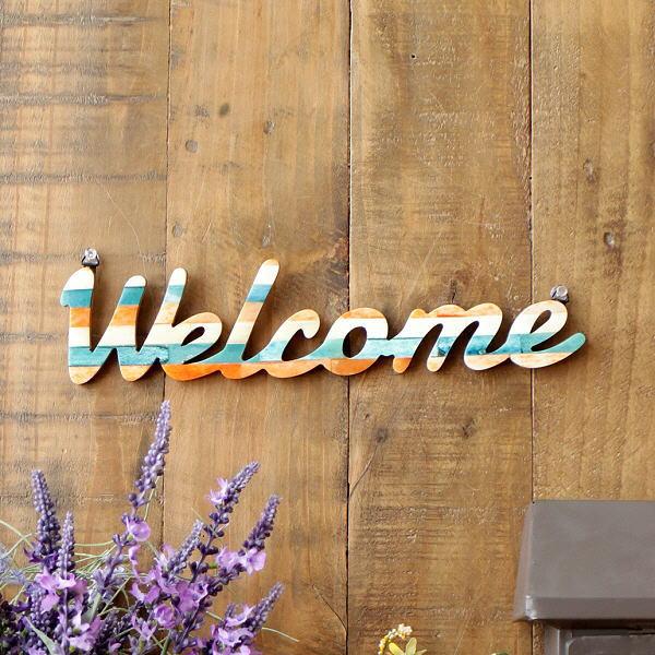 壁飾り WELCOME おしゃれ 壁掛け カラフル 玄関 ドア サインボード