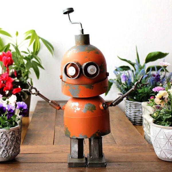 ロボット 置物 ガーデン オーナメント アンティーク オブジェ 玄関 庭