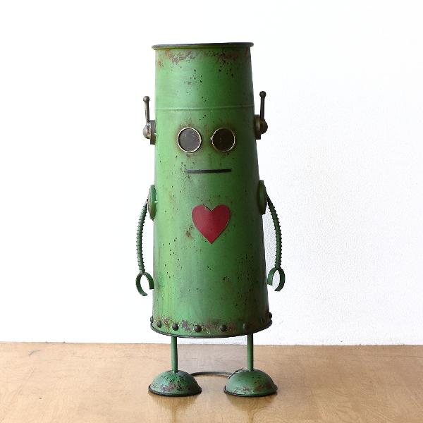 植木鉢 かわいい ブリキ ロボット 鉢 おしゃれ オブジェ 置物 鉢カバー アンティーク 玄関 屋外 シャビーロボットのフラワーポット のっぽ