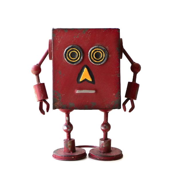 植木鉢 かわいい ブリキ ロボット 鉢 おしゃれ オブジェ 置物 鉢カバー アンティーク 玄関 屋外 シャビーロボットのフラワーポット しかく