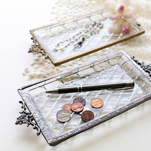 ガラストレー トレイ おしゃれ ガラス トレー かわいい アンティーク風