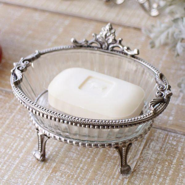 ソープディッシュ おしゃれ 真鍮 ガラス 石鹸トレー 石鹸置き 石けん皿