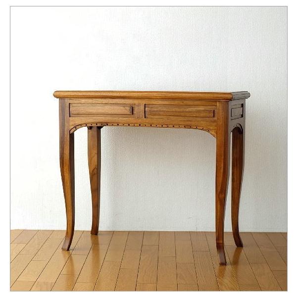 アジアン、エスニック家具】チーク コンソールデスク（2DW)