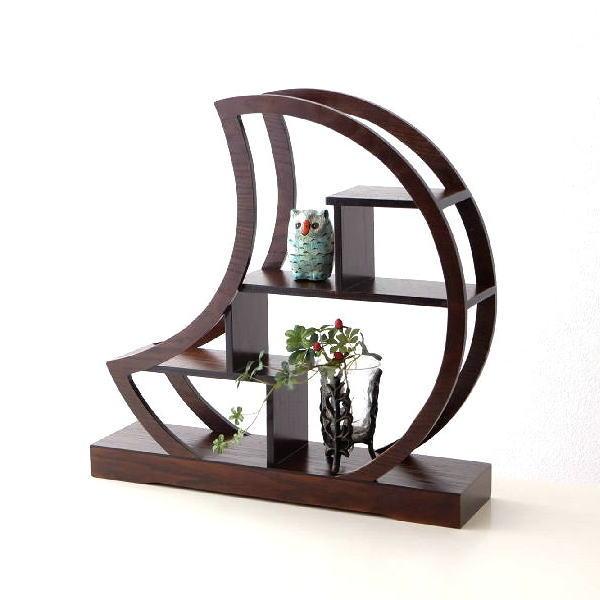 あべま＊和室 飾り棚 刺繍絵 インテリア 観音扉 電話台 アンティーク 飾り棚 おしゃれ 和風 和室 床の間 月型 珍品棚 和家具 玄関 木製