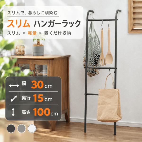 ハンガーラック ラダーラック スリム 立て掛け 壁掛け 壁面収納 オフィス家具 パイプハンガー コートハンガー 洋服掛け タオルハンガー ダークグレー MIP-23DGY