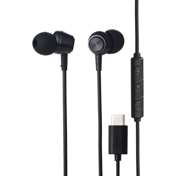 エレコム イヤホン Type-C 有線 カナル型 高耐久ケーブル 断線しにくい 再生 音量調整コントローラー付き iPhone 16e  16シリーズ 対応  ブラック EHP-DF14CMBK