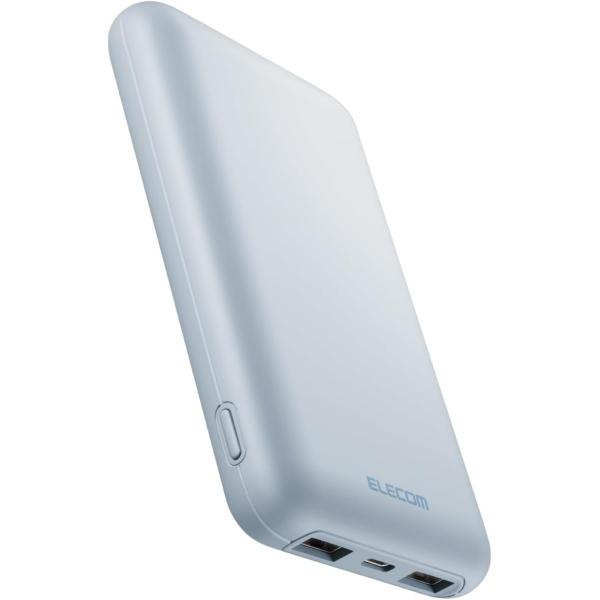 エレコム DE-C44-10000BU モバイルバッテリー ブルー 大容量 10000mAh USB PD対応 20W Type-C×1 USB-A×2 ELECOM