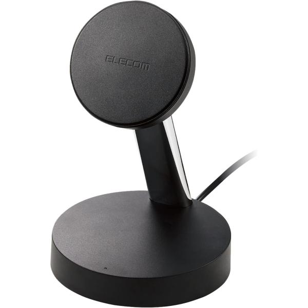エレコム ワイヤレス充電器 7.5W マグネット式 スタンドタイプ 縦置き/横置き両対応 ケーブル一体(1.5m) 【 iPhone13 / iPhone12 専用】 ブラック W-MS02BK
