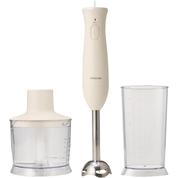 テスコム ハンドブレンダー ハンドミキサー < つぶす まぜる きざむ > 食洗器対応 ラク抜きプラグ レシピブック付き 離乳食 金属製 正規品 TBL20A-W