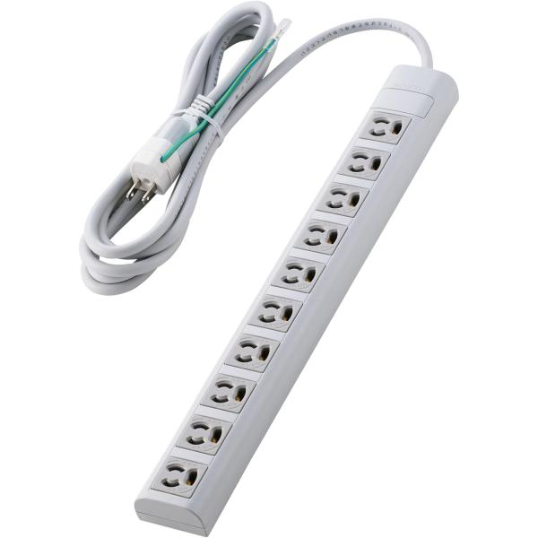 OAタップ タップ 電源タップ 3m 3P 10個口 マグネット付き 抜け止めプラグ エレコム ライトグレー T-Y133NDA