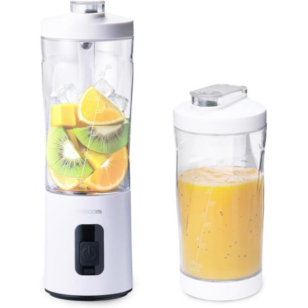 テスコム ミキサー コンパクト 600ml 持ち運び可能 ボトルカバー付き 防水 IPX6対応 丸洗い可能  コードレスミキサー ボトルブレンダー ホワイト TMX60A-W